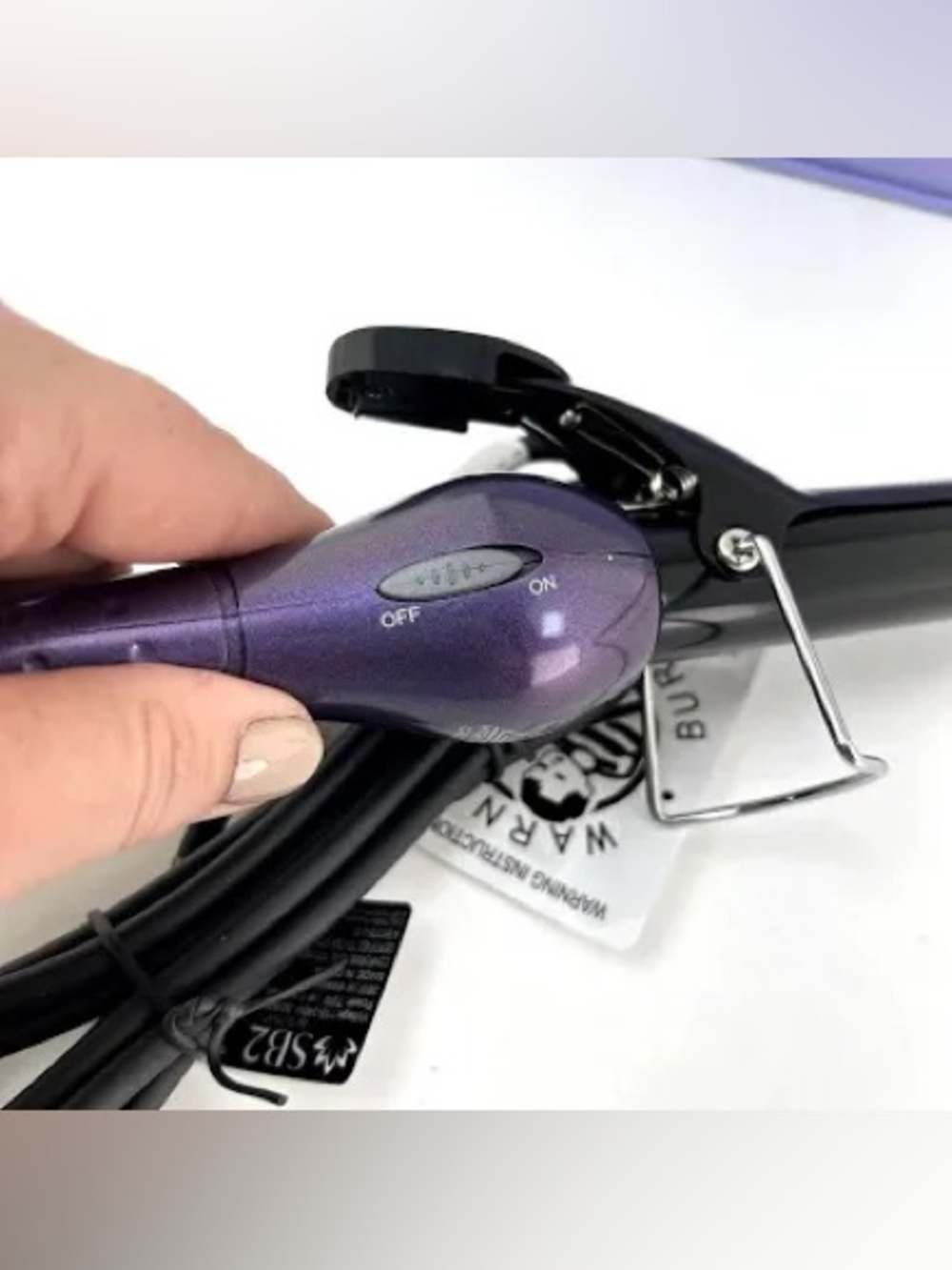 Sutra SB2 TOURMALINE Ceramic 1" Spring Curling Iron Purple Ionic Hot Tools - Picture 4 of 12